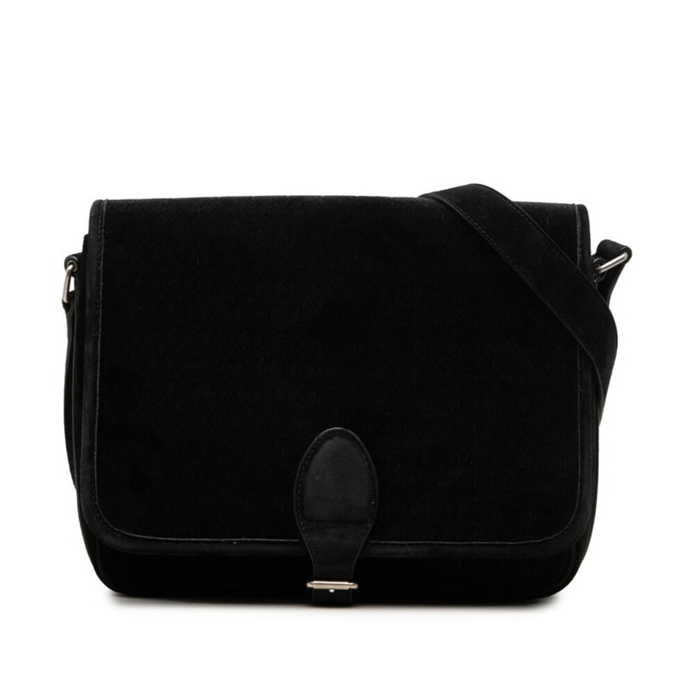 Saint Laurent YSL logo crossbody shoulder bag 688253 black velour leather wom...